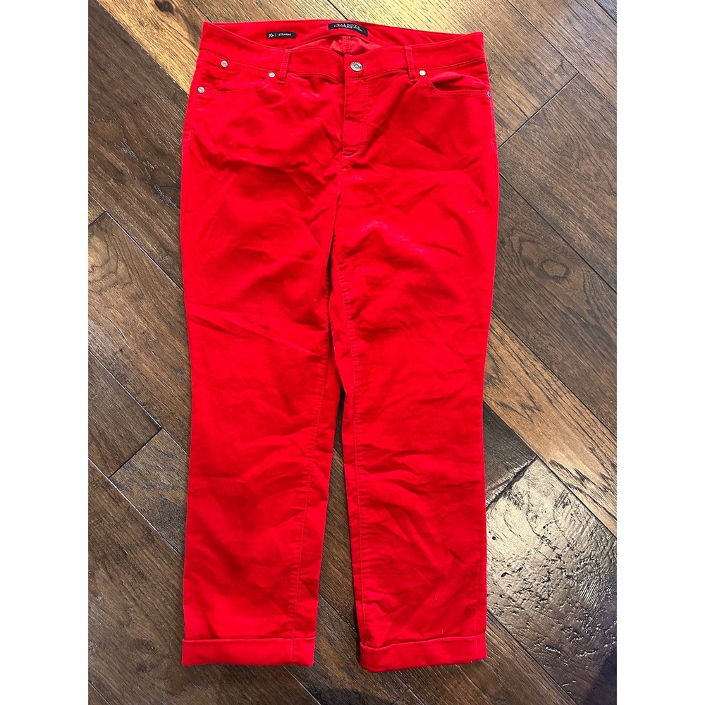 Talbots Flawless Five-Pocket Red Velvet Pants Straight Leg Petite 10P BH684